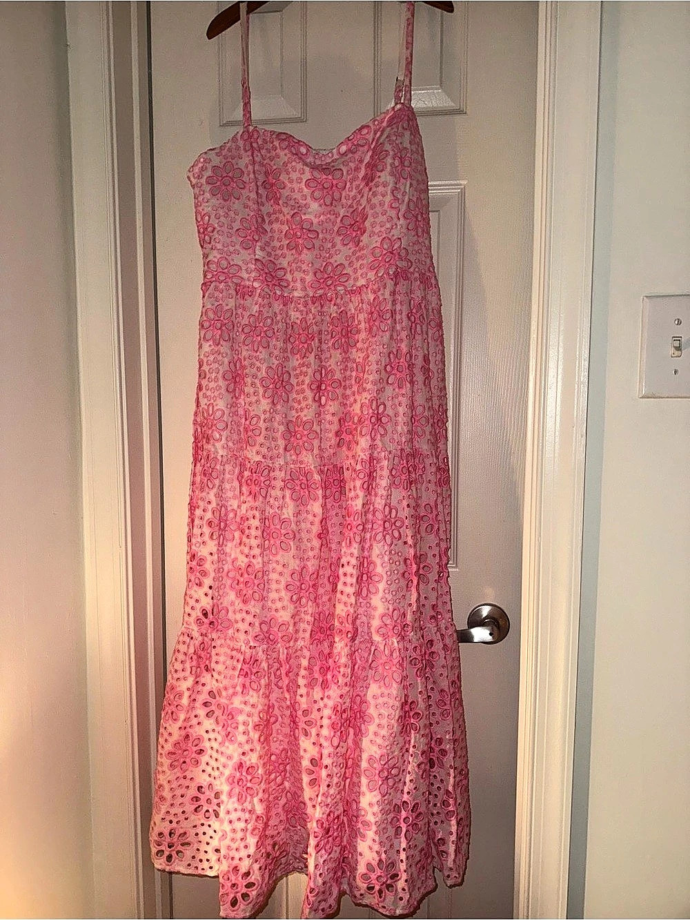 Lilly Pulitzer Pink Floral Eyelet Maxi Dress
